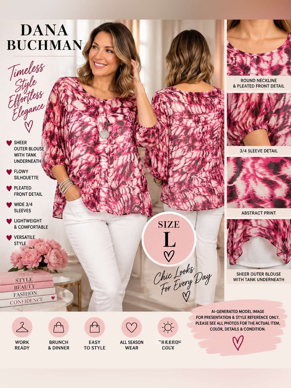 Dana Buchman Abstract Print Blouse